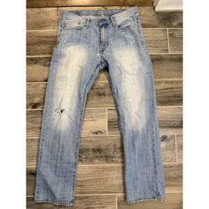 American Eagle Jeans Mens Tag: 34x32 Act:36x31  Original Straight Light Wash